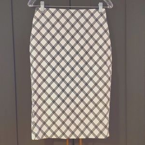 EXPRESS High-waisted, white with black striping, pencil skirt